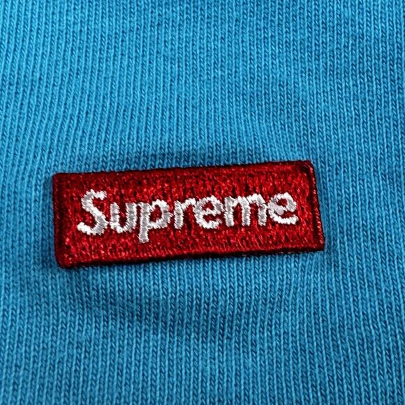 Supreme Box Logo Tee XXL Blue Red Patch Made in Portugal Skate Streetwear - Picture 6 of 13